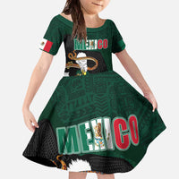 Personalized Mexican Culture Family Matching Off The Shoulder Long Sleeve Dress and Hawaiian Shirt Aztec Spirit Mexico with Eagle Emblem and Maya Ancient - Wonder Print Shop