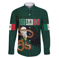 Personalized Mexican Culture Family Matching Off The Shoulder Long Sleeve Dress and Hawaiian Shirt Aztec Spirit Mexico with Eagle Emblem and Maya Ancient - Wonder Print Shop