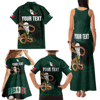 Personalized Mexican Culture Family Matching Tank Maxi Dress and Hawaiian Shirt Aztec Spirit Mexico with Eagle Emblem and Maya Ancient - Wonder Print Shop