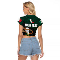 Personalized Mexican Culture Raglan Cropped T Shirt Aztec Spirit Mexico with Eagle Emblem and Maya Ancient - Wonder Print Shop