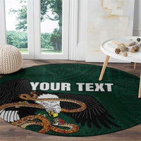 Personalized Mexican Culture Round Carpet Aztec Spirit Mexico with Eagle Emblem and Maya Ancient