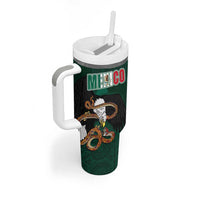 Personalized Mexican Culture Tumbler With Handle Aztec Spirit Mexico with Eagle Emblem and Maya Ancient - Wonder Print Shop