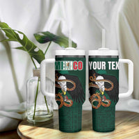 Personalized Mexican Culture Tumbler With Handle Aztec Spirit Mexico with Eagle Emblem and Maya Ancient - Wonder Print Shop