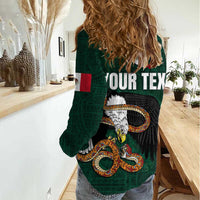 Personalized Mexican Culture Women Casual Shirt Aztec Spirit Mexico with Eagle Emblem and Maya Ancient - Wonder Print Shop