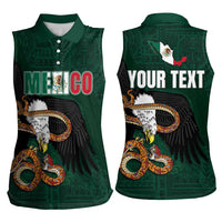 Personalized Mexican Culture Women Sleeveless Polo Shirt Aztec Spirit Mexico with Eagle Emblem and Maya Ancient - Wonder Print Shop