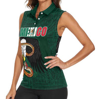 Personalized Mexican Culture Women Sleeveless Polo Shirt Aztec Spirit Mexico with Eagle Emblem and Maya Ancient - Wonder Print Shop