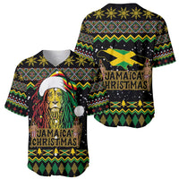 Jamaican Christmas Baseball Jersey - Rastafarian Lion with Xmas Elements Reggae Style - Wonder Print Shop