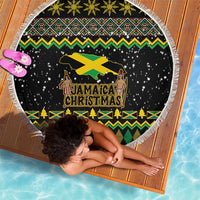Jamaican Christmas Beach Blanket - Rastafarian Lion with Xmas Elements Reggae Style - Wonder Print Shop