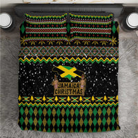 Jamaican Christmas Bedding Set - Rastafarian Lion with Xmas Elements Reggae Style - Wonder Print Shop