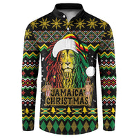Jamaican Christmas Button Sweatshirt - Rastafarian Lion with Xmas Elements Reggae Style - Wonder Print Shop
