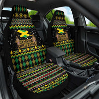 Jamaican Christmas Car Seat Cover - Rastafarian Lion with Xmas Elements Reggae Style - Wonder Print Shop