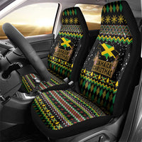 Jamaican Christmas Car Seat Cover - Rastafarian Lion with Xmas Elements Reggae Style - Wonder Print Shop
