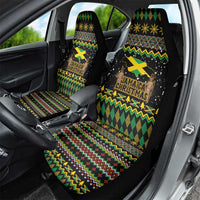 Jamaican Christmas Car Seat Cover - Rastafarian Lion with Xmas Elements Reggae Style - Wonder Print Shop