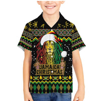 Jamaican Christmas Family Matching Mermaid Dress and Hawaiian Shirt - Rastafarian Lion with Xmas Elements Reggae Style - Wonder Print Shop