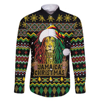 Jamaican Christmas Family Matching Off Shoulder Short Dress and Hawaiian Shirt - Rastafarian Lion with Xmas Elements Reggae Style - Wonder Print Shop