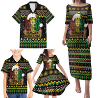 Jamaican Christmas Family Matching Puletasi and Hawaiian Shirt - Rastafarian Lion with Xmas Elements Reggae Style - Wonder Print Shop