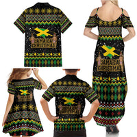 Jamaican Christmas Family Matching Summer Maxi Dress and Hawaiian Shirt - Rastafarian Lion with Xmas Elements Reggae Style - Wonder Print Shop