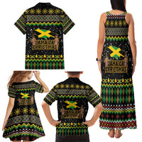 Jamaican Christmas Family Matching Tank Maxi Dress and Hawaiian Shirt - Rastafarian Lion with Xmas Elements Reggae Style - Wonder Print Shop