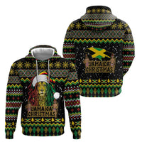 Jamaican Christmas Hoodie - Rastafarian Lion with Xmas Elements Reggae Style - Wonder Print Shop