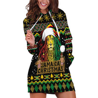 Jamaican Christmas Hoodie Dress - Rastafarian Lion with Xmas Elements Reggae Style - Wonder Print Shop