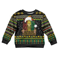 Jamaican Christmas Kid Ugly Christmas Sweater - Rastafarian Lion with Xmas Elements Reggae Style - Wonder Print Shop