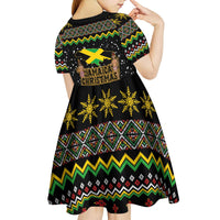 Jamaican Christmas Kid Short Sleeve Dress - Rastafarian Lion with Xmas Elements Reggae Style - Wonder Print Shop