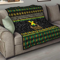 Jamaican Christmas Quilt - Rastafarian Lion with Xmas Elements Reggae Style - Wonder Print Shop