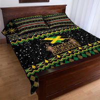 Jamaican Christmas Quilt Bed Set - Rastafarian Lion with Xmas Elements Reggae Style - Wonder Print Shop