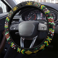 Jamaican Christmas Steering Wheel Cover - Rastafarian Lion with Xmas Elements Reggae Style - Wonder Print Shop
