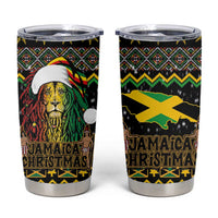 Jamaican Christmas Tumbler Cup Rastafarian Lion with Xmas Elements Reggae Style - Wonder Print Shop