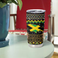 Jamaican Christmas Tumbler Cup Rastafarian Lion with Xmas Elements Reggae Style - Wonder Print Shop