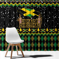 Jamaican Christmas Window Curtain - Rastafarian Lion with Xmas Elements Reggae Style - Wonder Print Shop