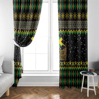 Jamaican Christmas Window Curtain - Rastafarian Lion with Xmas Elements Reggae Style - Wonder Print Shop
