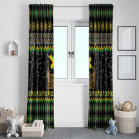 Jamaican Christmas Window Curtain - Rastafarian Lion with Xmas Elements Reggae Style - Wonder Print Shop