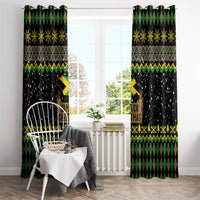Jamaican Christmas Window Curtain - Rastafarian Lion with Xmas Elements Reggae Style - Wonder Print Shop