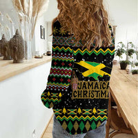 Jamaican Christmas Women Casual Shirt - Rastafarian Lion with Xmas Elements Reggae Style - Wonder Print Shop