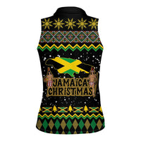 Jamaican Christmas Women Sleeveless Polo Shirt - Rastafarian Lion with Xmas Elements Reggae Style - Wonder Print Shop