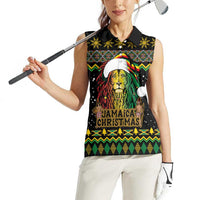 Jamaican Christmas Women Sleeveless Polo Shirt - Rastafarian Lion with Xmas Elements Reggae Style - Wonder Print Shop