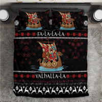 Vikings Christmas Bedding Set Santa Warrior on The Viking Ship with Xmas and Snowflake Pattern - Wonder Print Shop