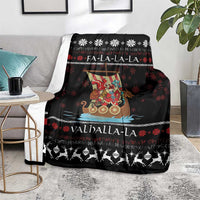 Vikings Christmas Blanket Santa Warrior on The Viking Ship with Xmas and Snowflake Pattern