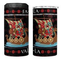 Vikings Christmas 4 in 1 Can Cooler Tumbler Santa Warrior on The Viking Ship with Xmas and Snowflake Pattern - Wonder Print Shop