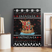 Vikings Christmas Canvas Wall Art Santa Warrior on The Viking Ship with Xmas and Snowflake Pattern - Wonder Print Shop
