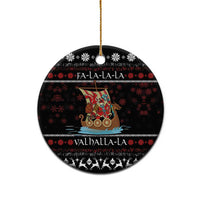 Vikings Christmas Ceramic Ornament Santa Warrior on The Viking Ship with Xmas and Snowflake Pattern - Wonder Print Shop