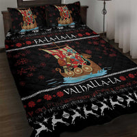 Vikings Christmas Quilt Bed Set Santa Warrior on The Viking Ship with Xmas and Snowflake Pattern - Wonder Print Shop
