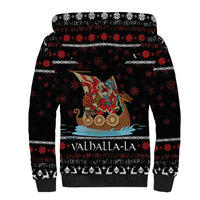 Vikings Christmas Sherpa Hoodie Santa Warrior on The Viking Ship with Xmas and Snowflake Pattern - Wonder Print Shop