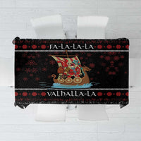 Vikings Christmas Tablecloth Santa Warrior on The Viking Ship with Xmas and Snowflake Pattern - Wonder Print Shop
