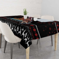 Vikings Christmas Tablecloth Santa Warrior on The Viking Ship with Xmas and Snowflake Pattern - Wonder Print Shop