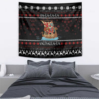Vikings Christmas Tapestry Santa Warrior on The Viking Ship with Xmas and Snowflake Pattern - Wonder Print Shop