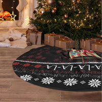Vikings Christmas Tree Skirt Santa Warrior on The Viking Ship with Xmas and Snowflake Pattern - Wonder Print Shop