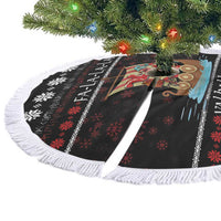 Vikings Christmas Tree Skirt Santa Warrior on The Viking Ship with Xmas and Snowflake Pattern - Wonder Print Shop